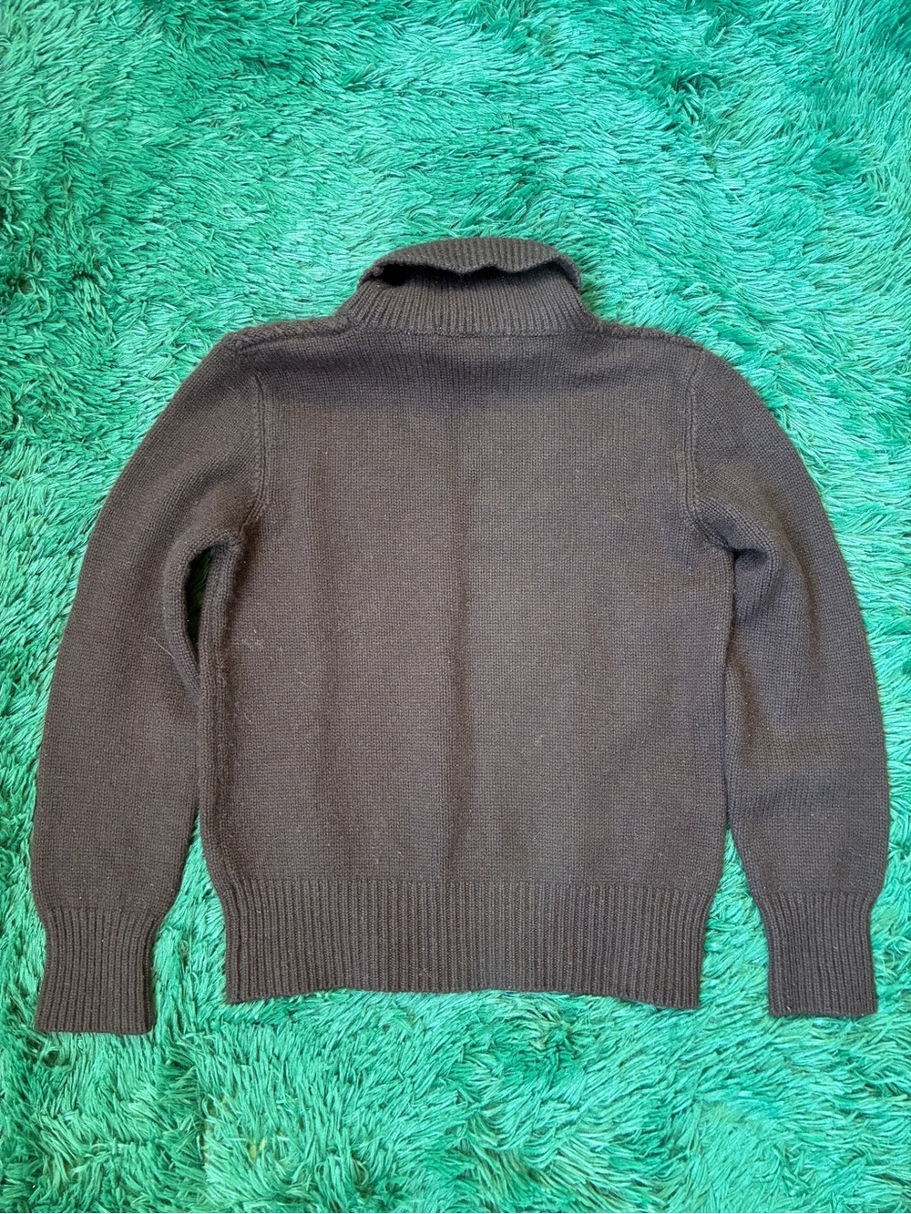 Barney's New York Brown 100% Cashmere Cable Long-Sleeved Turtleneck Sweater - Picture 4 of 8